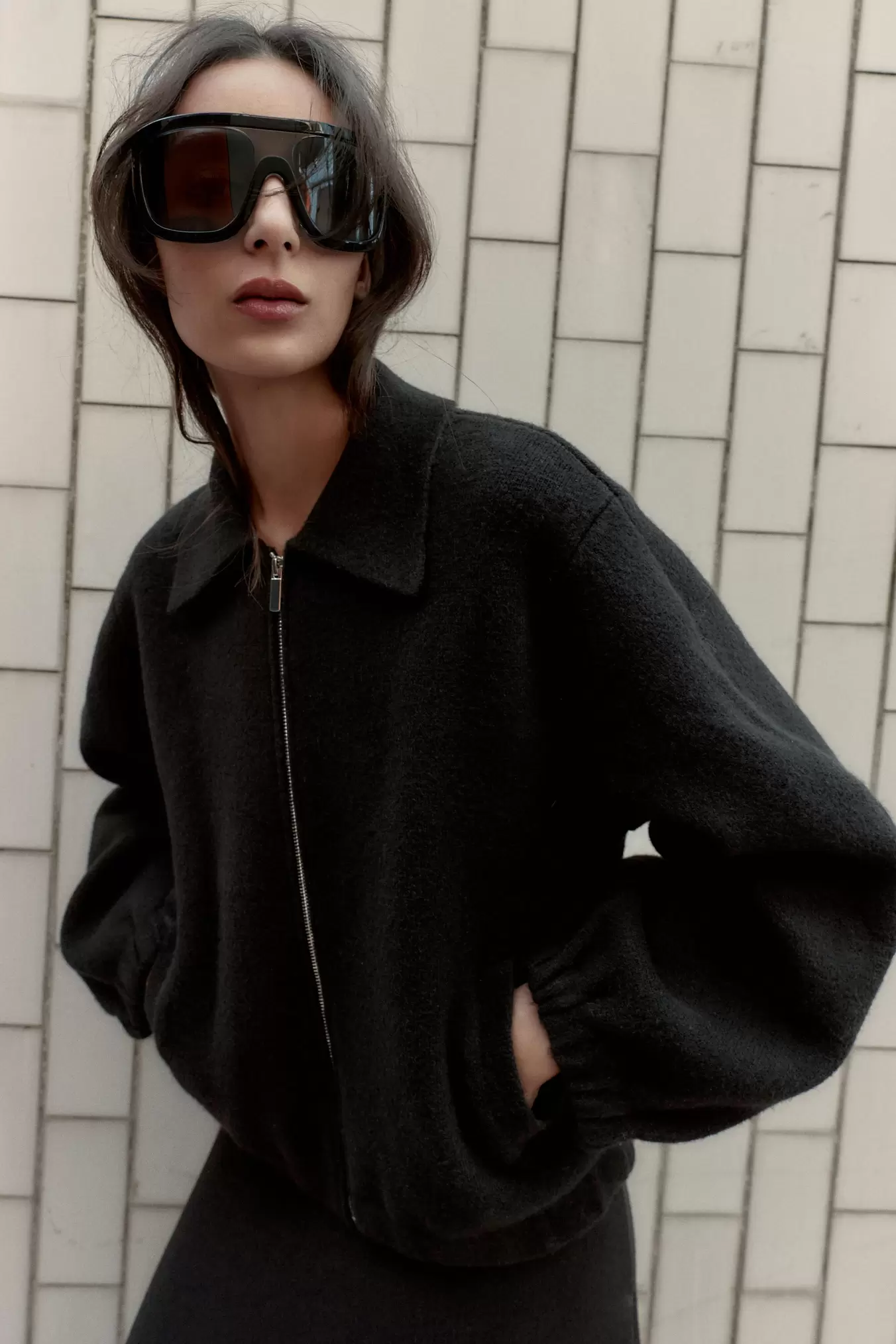 BLOUSON BOMBER EN MAILLE ZIPPÉ