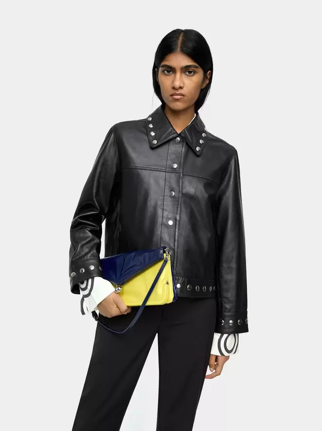 Leather jacket with studs