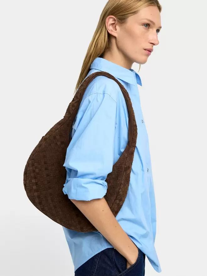 Hobo bag with braided leather