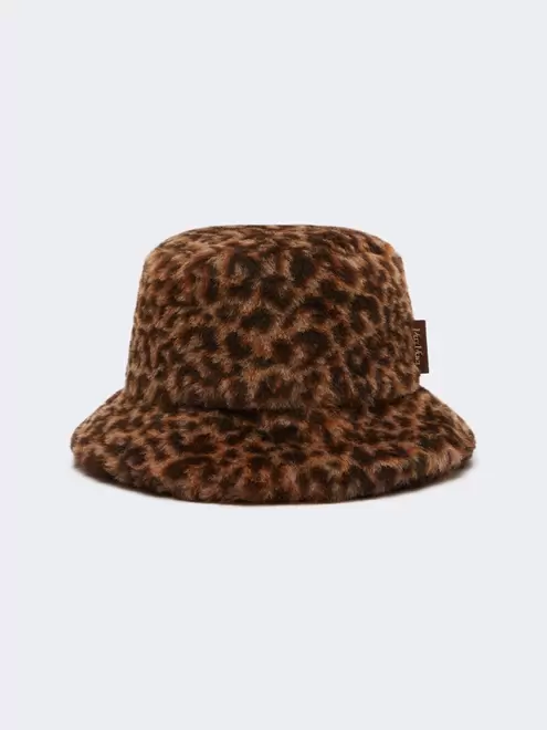 Bucket hat in jacquard-knit alpaca and wool Teddy fabric