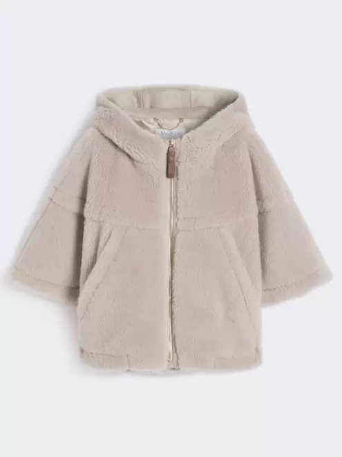 Alpaca and wool Teddy fabric boxy cape