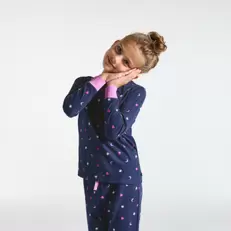 Pyjama 2 pièces en jersey imprimé bleu marine Fille