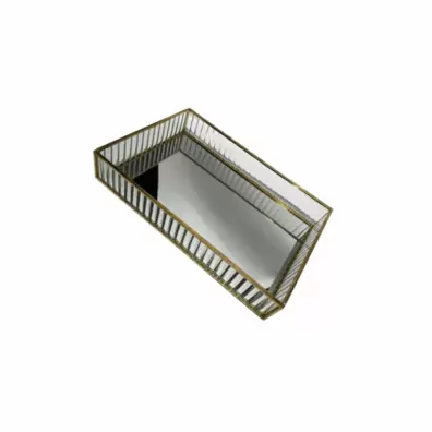PLATEAU DECORATIF AVEC MIROIR RECTANGULAIRE L 25x12x4.5 CM
