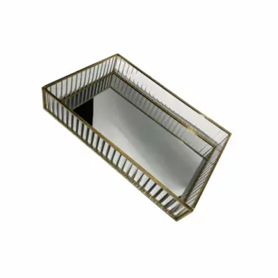 PLATEAU DECORATIF AVEC MIROIR RECTANGULAIRE L 30x20x5 CM