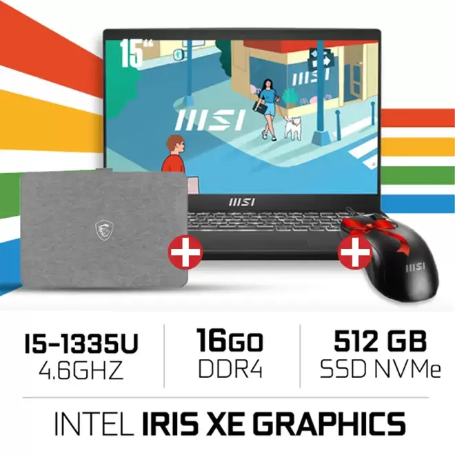 MSI Modern 14 C13M-1450MA | Classic Black | 14" FHD IPS | Iris XE Graphics | Int...