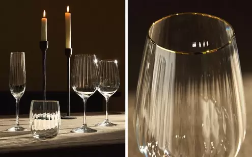 CRISTALERIE VERRE RAYURES NOËL