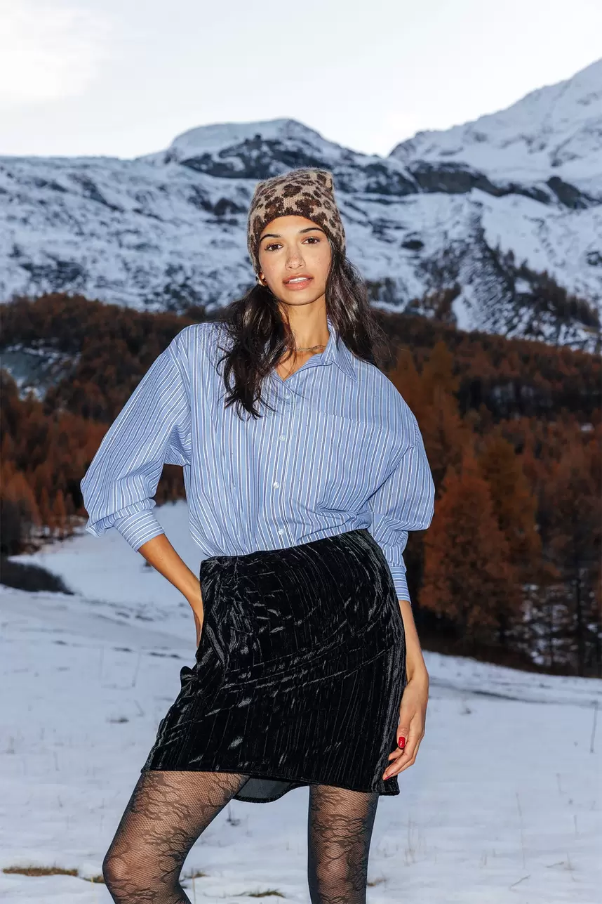 Chemise rayée à strass Femme