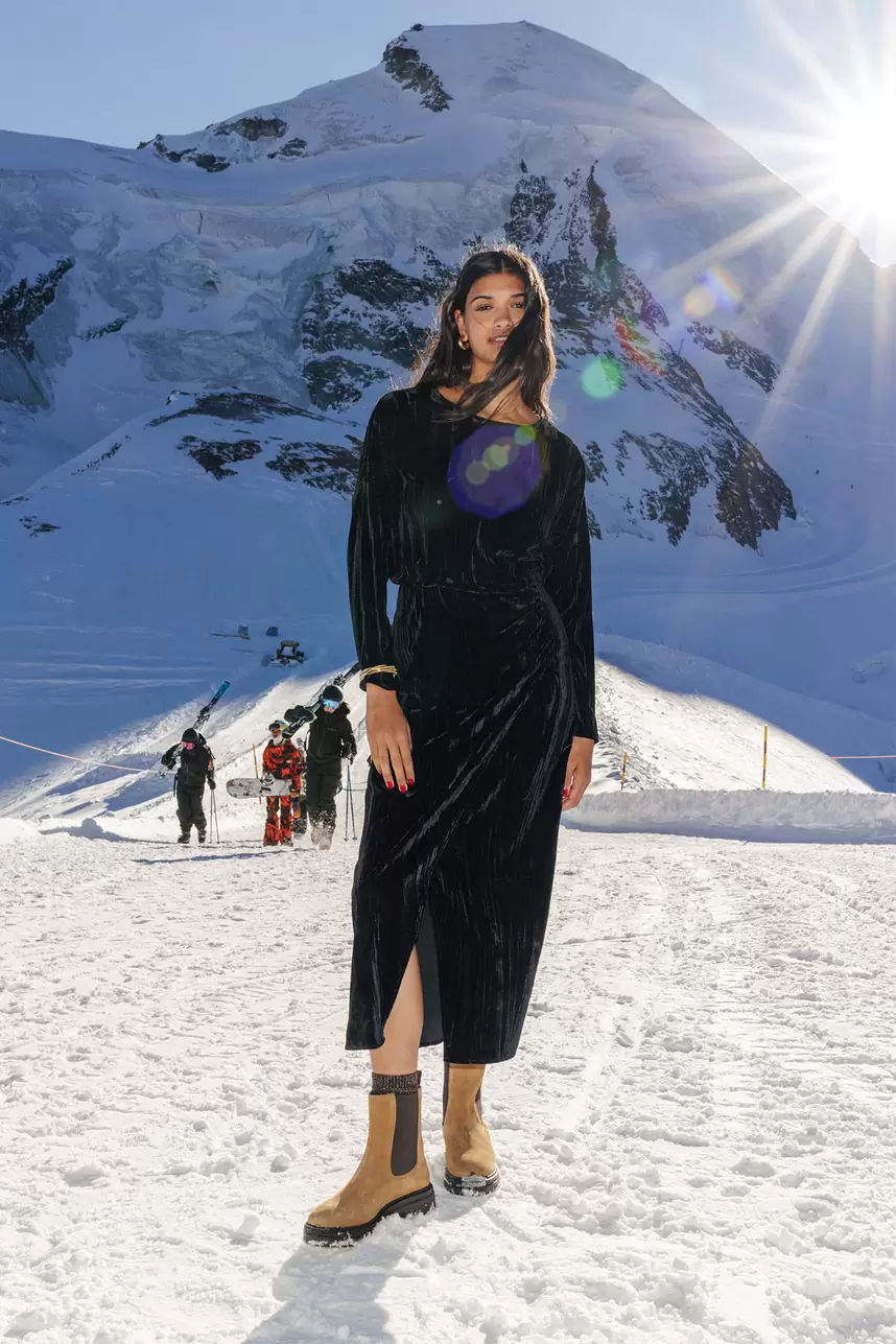 Robe en panne de velours Femme