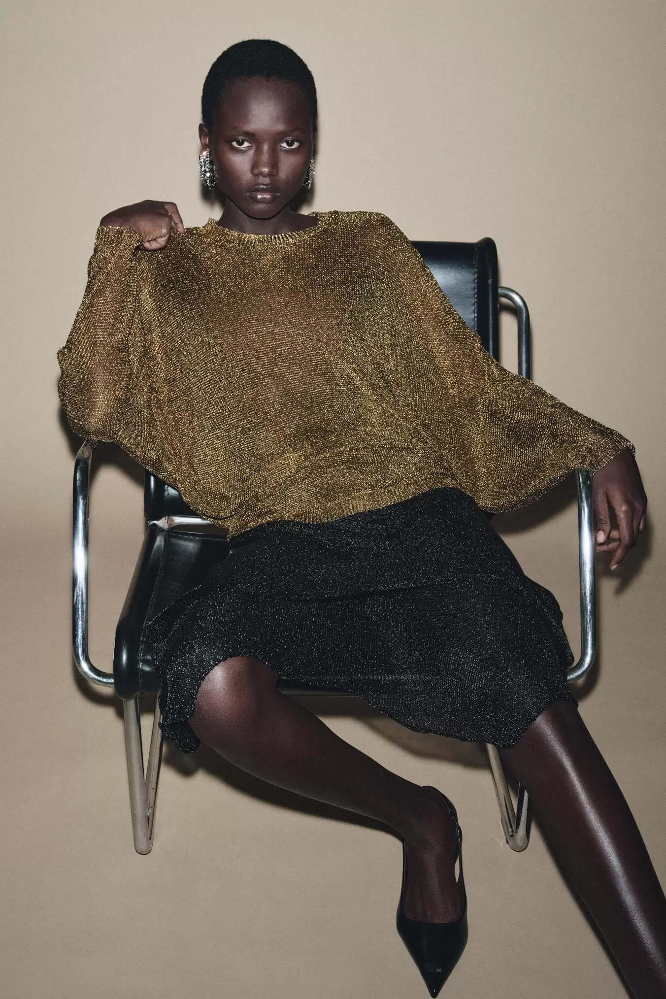 JUPE EN MAILLE MÉTALLISÉE