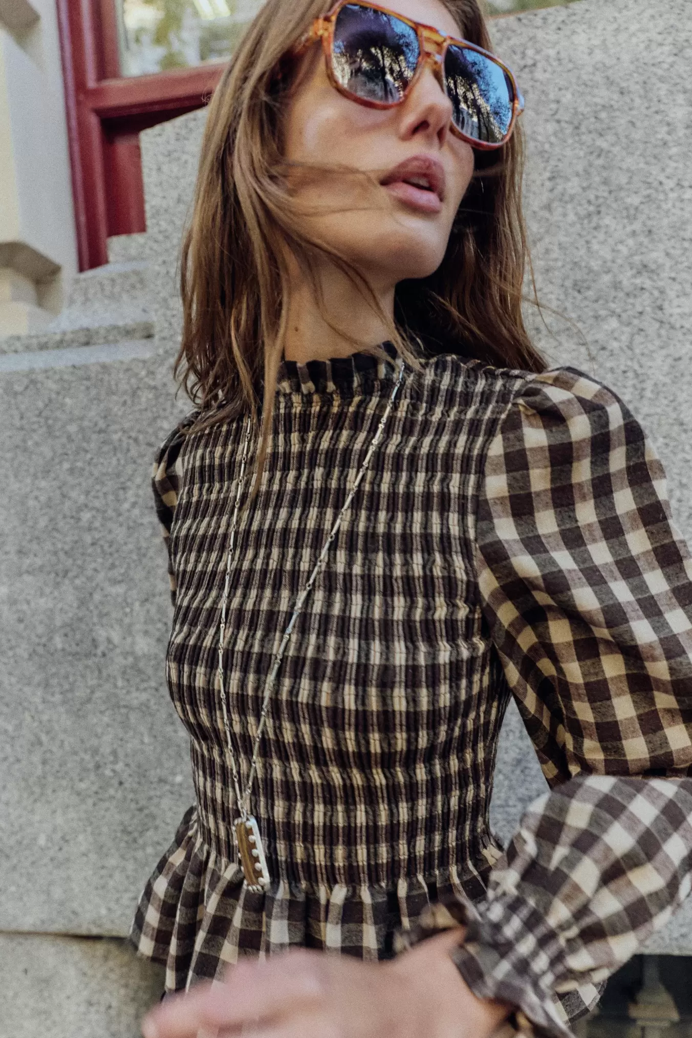 CHEMISE À CARREAUX NID D'ABEILLE