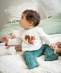 Pyjama 2 pièces en velours avec motif écureuil bébé