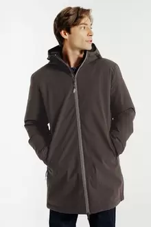 Parka longue à capuche doublée en sherpa