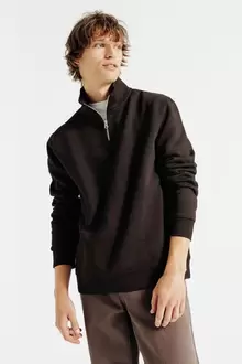 Sweat col montant zippé uni