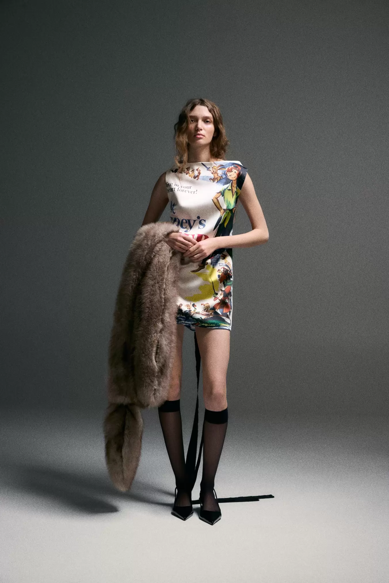 ROBE SATINÉE IMPRIMÉE PETER PAN HARRY LAMBERT FOR ZARA X DISNEY