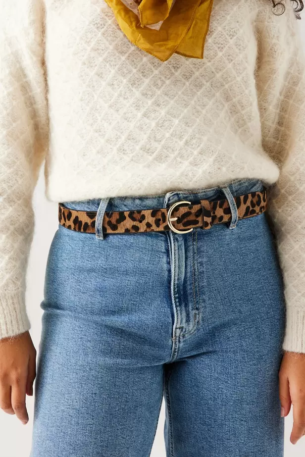 Ceinture en cuir motif léopard