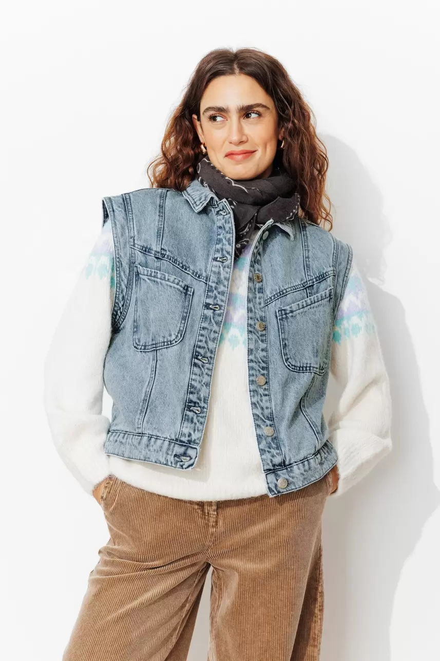 Veste jean sans manches