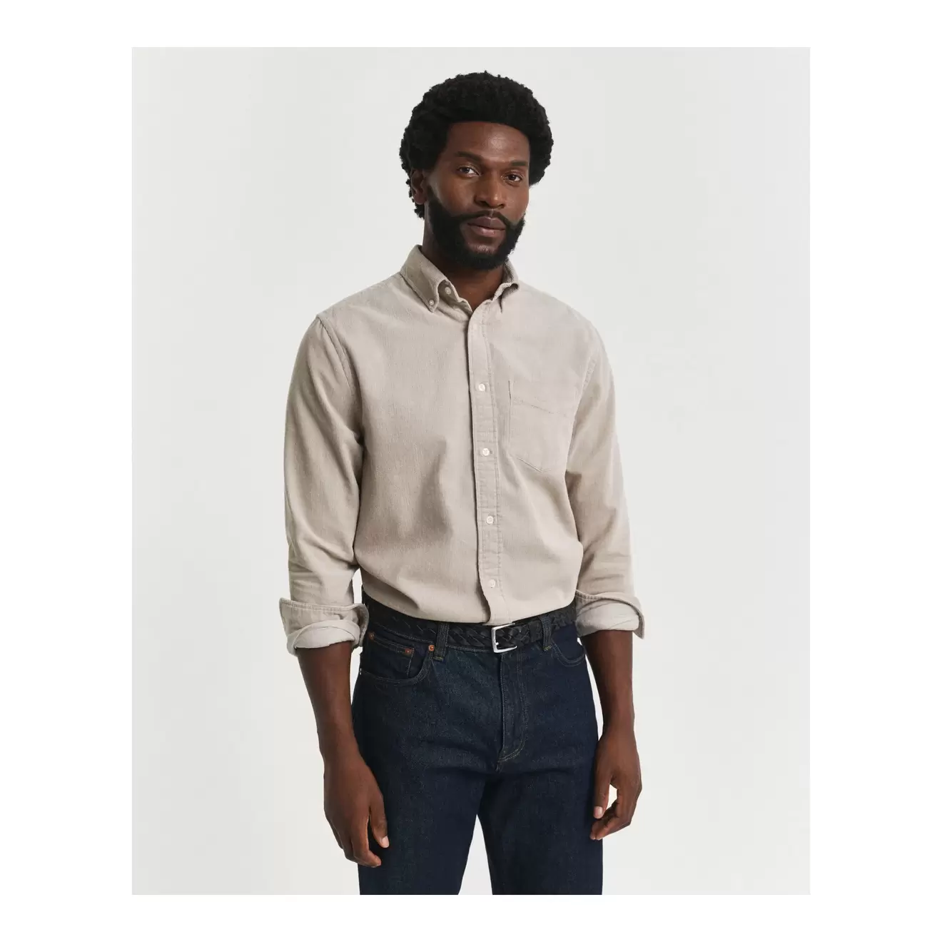 Chemise coupe regular en velours côtelé