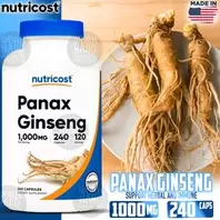 Nutricost Panax Ginseng 1000mg, 240 Capsules - Non GMO, Gluten Free, 120 Servings