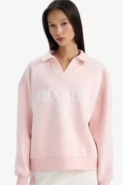 Sweatshirt épais imprimé à col polo Coupe décontractée