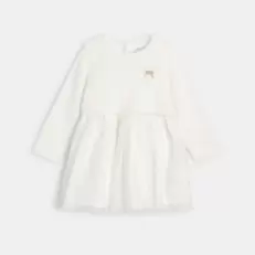 Robe blanche manches longues bébé fille