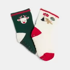 Lot de chaussettes antidérapantes vertes bébé garçon