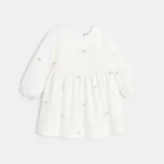 Robe en velours blanc bébé fille