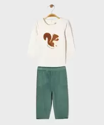 Pyjama 2 pièces en velours à motifs écureuil bébé garçon