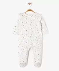 Pyjama en velours avec volants et motifs coeurs bébé fille