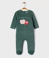 Pyjama en velours motifs pommes bébé fille