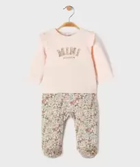 Pyjama dors-bien en velours à motifs fleuris bébé fille