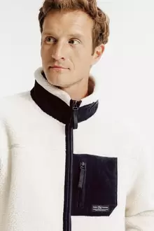 Veste zippée en sherpa contrastée