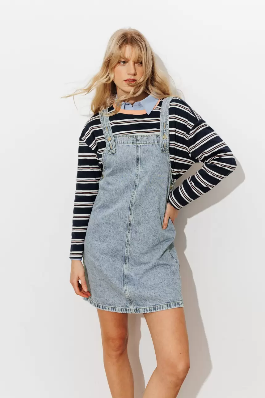 Robe-salopette courte en jean