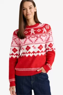 Pull de Noël à col rond Coupe régulière