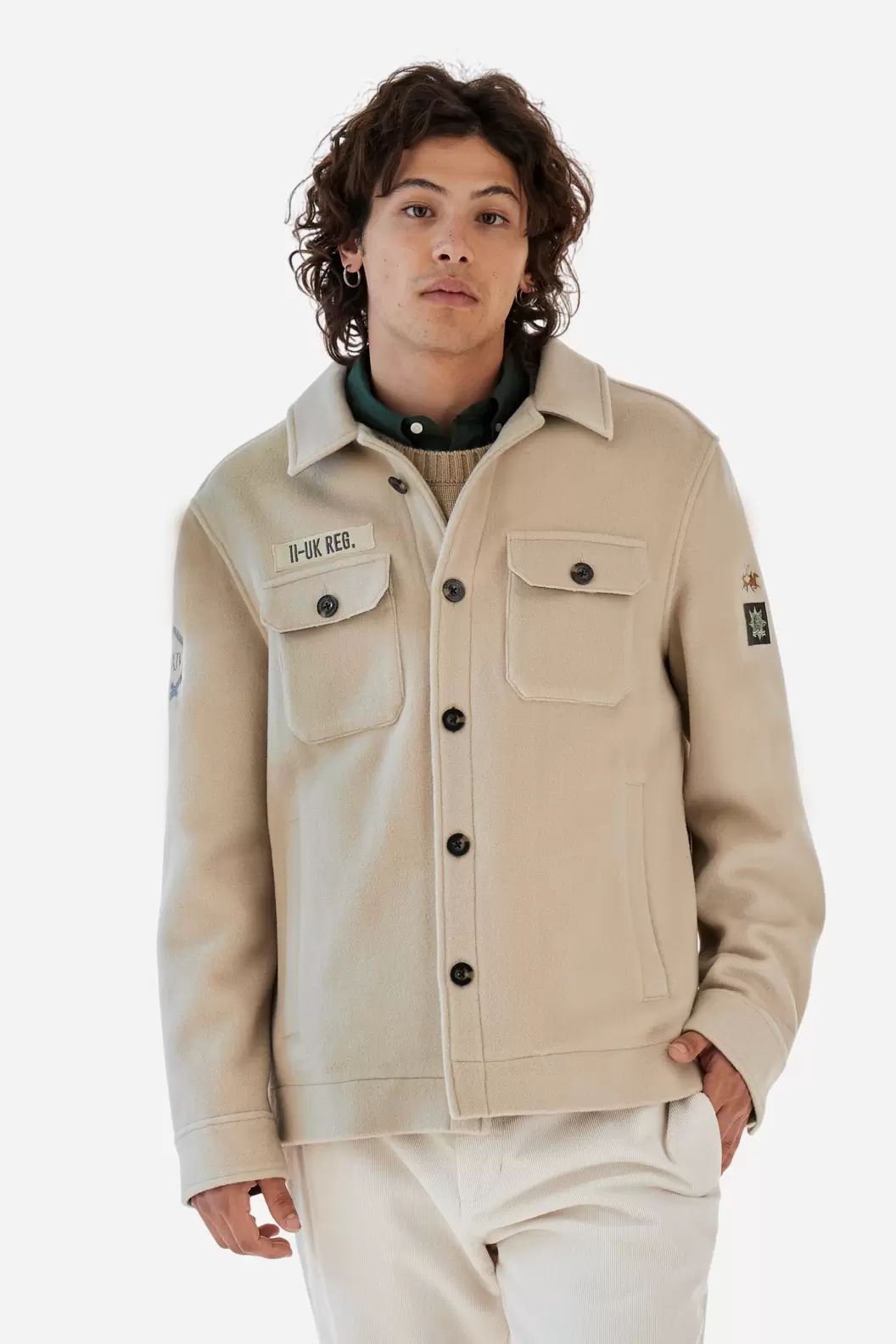 Men’s cashmere field jacket Guards - Basil