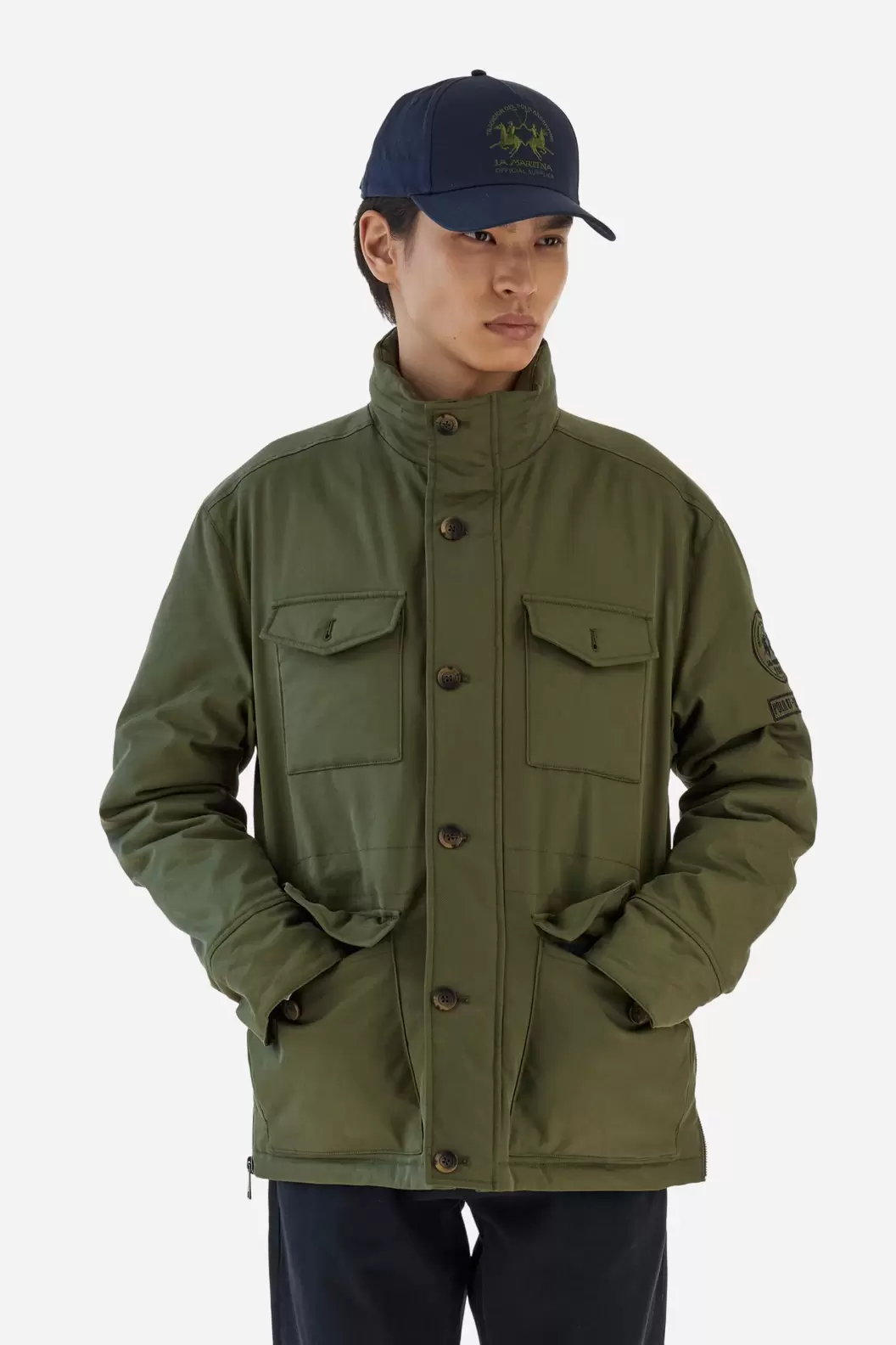 Padded field jacket in cotton twill with cargo pockets - Baldo