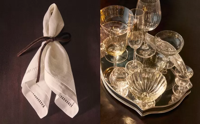 SERVIETTE DE TABLE ET ARTICLES EN VERRE