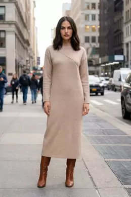 ROBE EN MAILLE AVEC DÉTAIL DIAGONAL