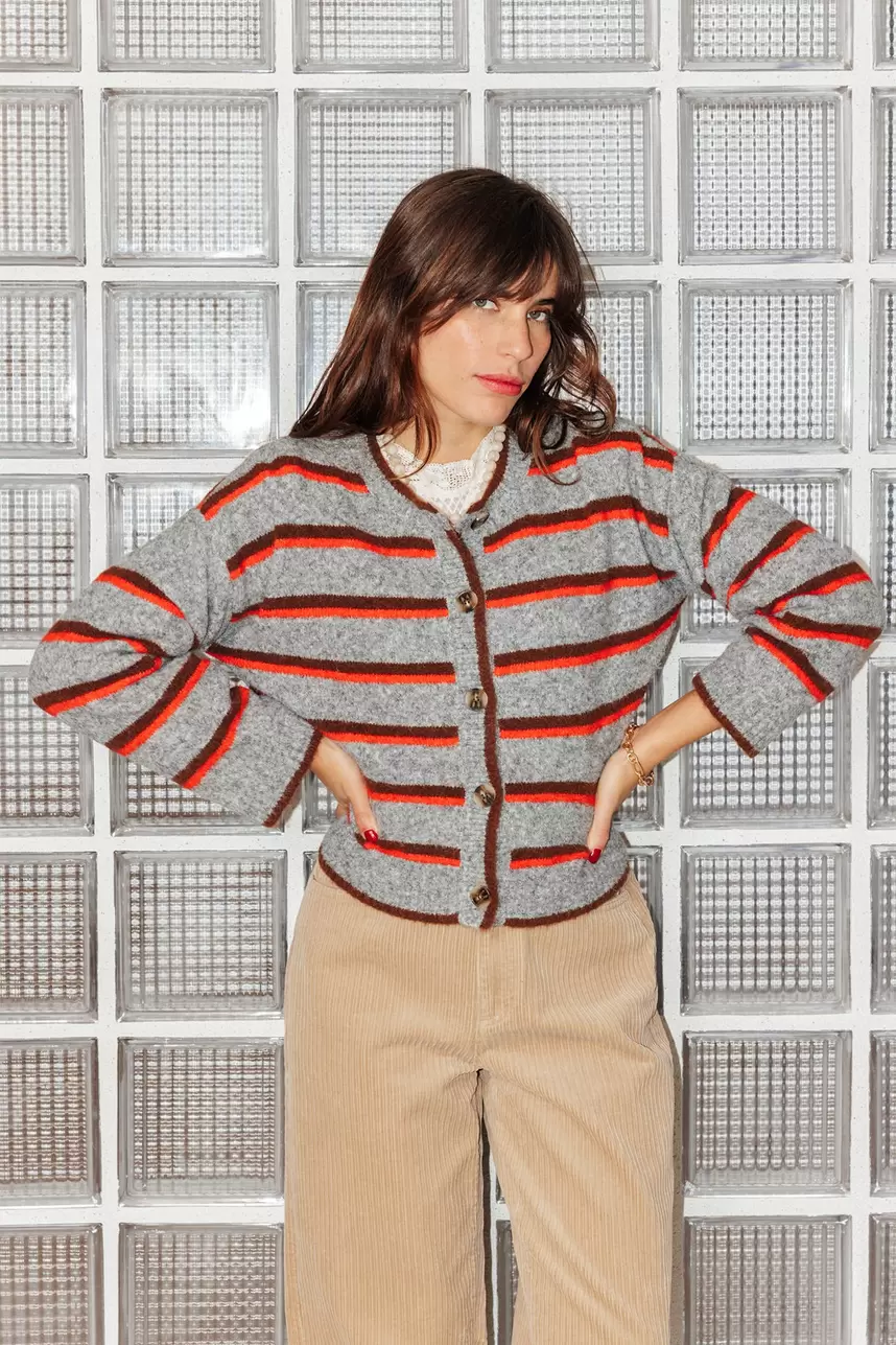 Cardigan à rayures colorées