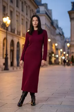 ROBE EN MAILLE MANCHES À BOUTONS