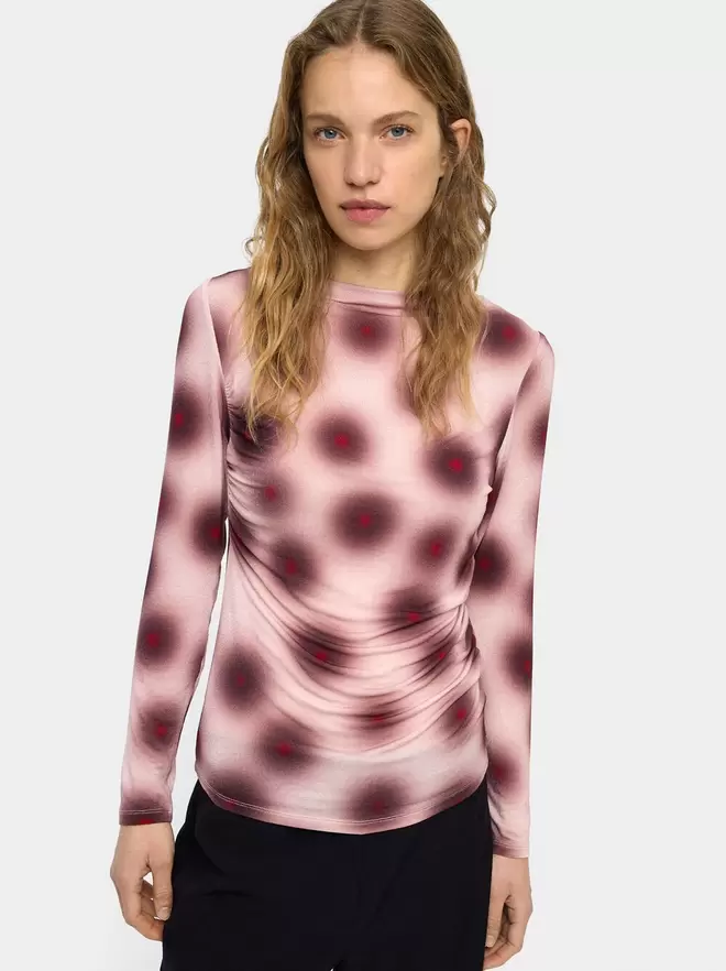 Pull imprimé avec drapé