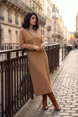 ROBE AVEC COL À RAYURES