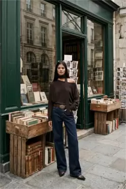 Jean taille haute large Coupe droite