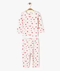 Pyjama en velours 2 pièces motifs cœurs bébé fille