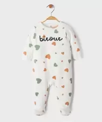 Pyjama en velours à pont-dos et cœurs bébé