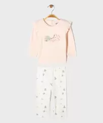 Pyjama 2 pièces en velours motifs oiseaux bébé fille