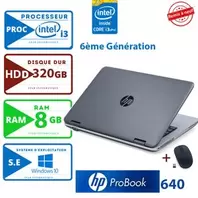 Hp ProBook 640 - Intel Core i3 (6ème Gen) - 8Go RAM - 320Go HDD - 14" - AZERTY - (Remis à Neuf)