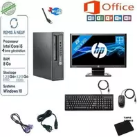 Hp PC Bureau Complet – Core i5 4éme - 8Go RAM - 128GB SSD+320Go HDD +WIFI - Écran 20” - Remis a Neuf