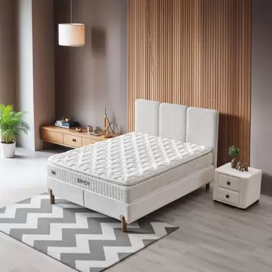 BOHEM SOMMIER 160x200CM AVEC RANGEMENT + 2 CHEVETS+MATELAS BOHEM