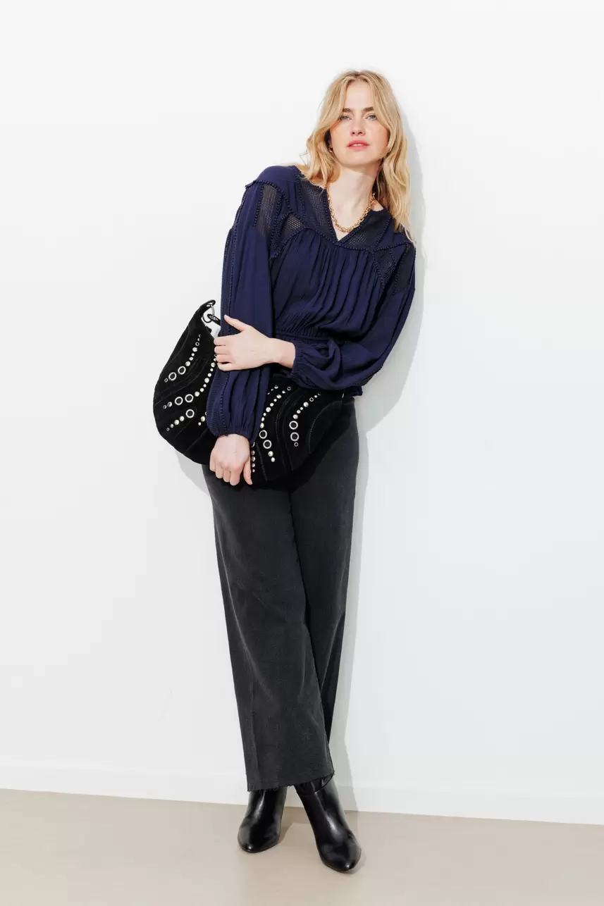 Blouse rétro unie Femme