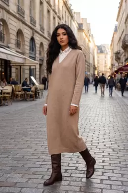 ROBE À COL CHEMISE AVEC BIJOU